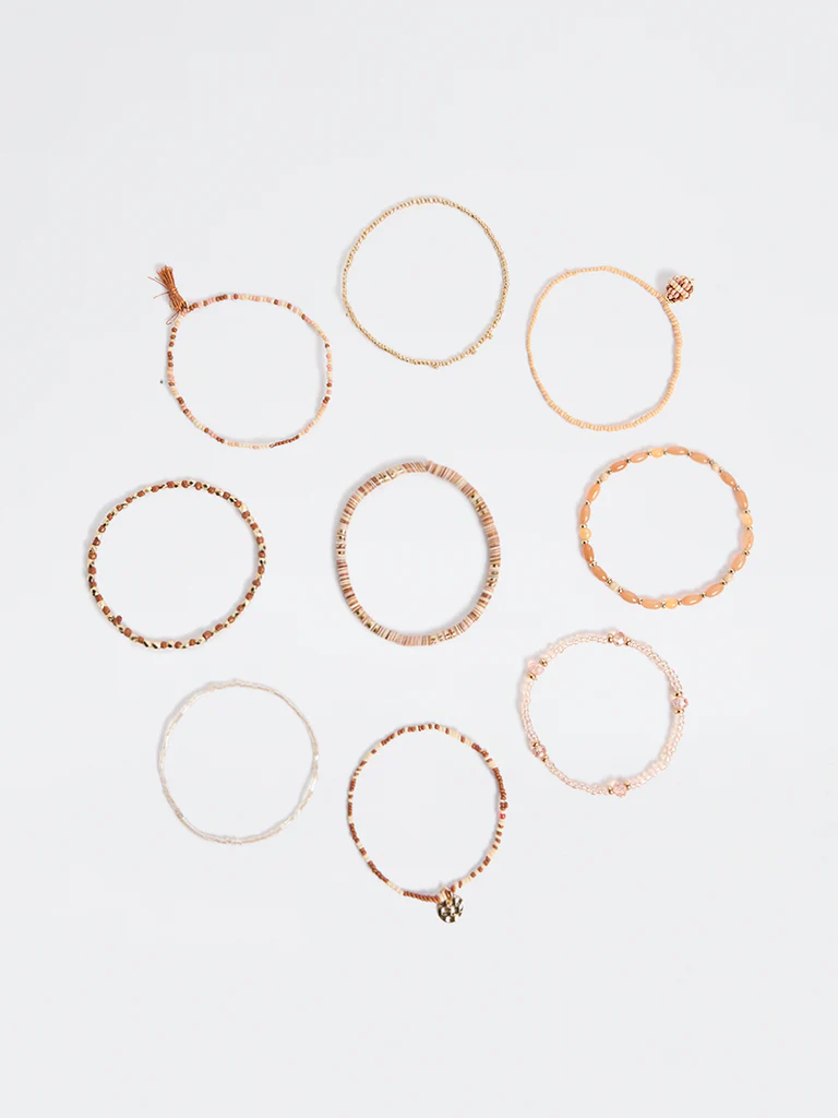 Westside Accessories Multicolour Beaded Bracelets - Pack of 9