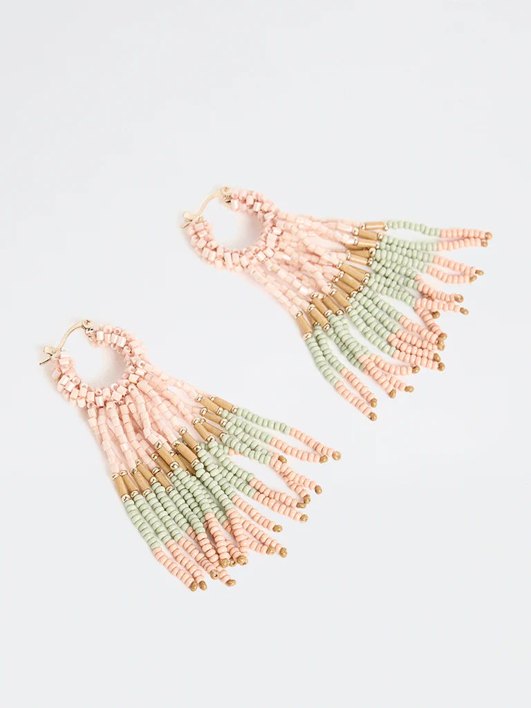 Westside Accessories Multicolour Beaded Dangler Earrings - Image 2