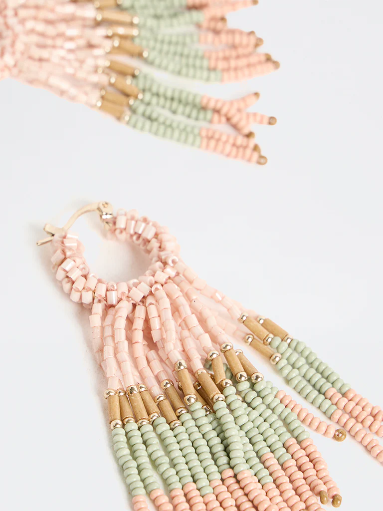 Westside Accessories Multicolour Beaded Dangler Earrings - Image 3