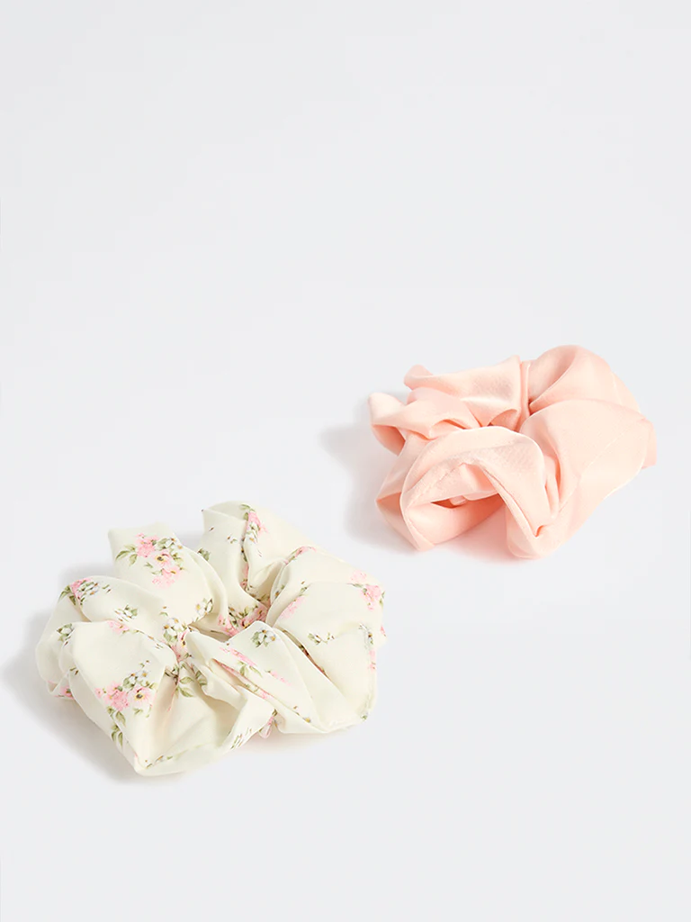 Westside Accessories Multicolour Floral Printed Scrunchies - Pack of 2 - Image 2