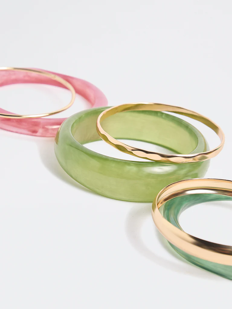 Westside Accessories Multicolour Metal and Resin Bangles - Pack of 6 - Image 3