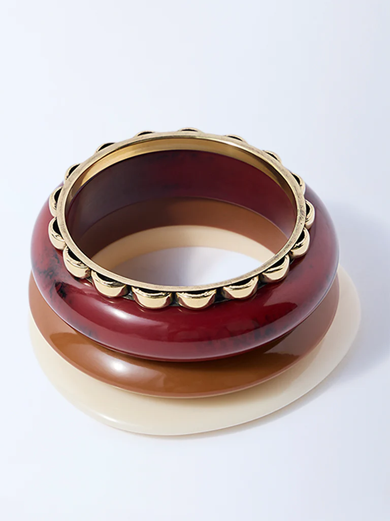 Westside Accessories Multicolour Resin and Metal Bangles - Pack of 4 - Image 2