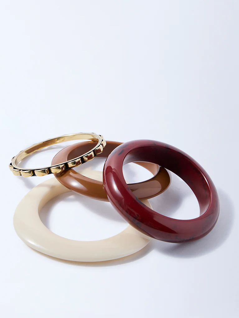 Westside Accessories Multicolour Resin and Metal Bangles - Pack of 4 - Image 3