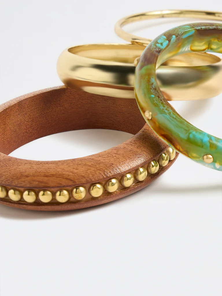 Westside Accessories Multicolour Resin and Metal Bangles - Pack of 4 - Image 3
