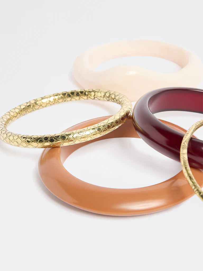 Westside Accessories Multicolour Resin and Metal Bangles - Pack of 5 - Image 3