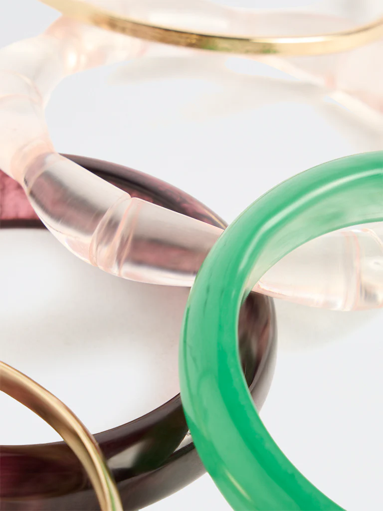 Westside Accessories Multicolour Resin and Metal Bangles - Pack of 5 - Image 3