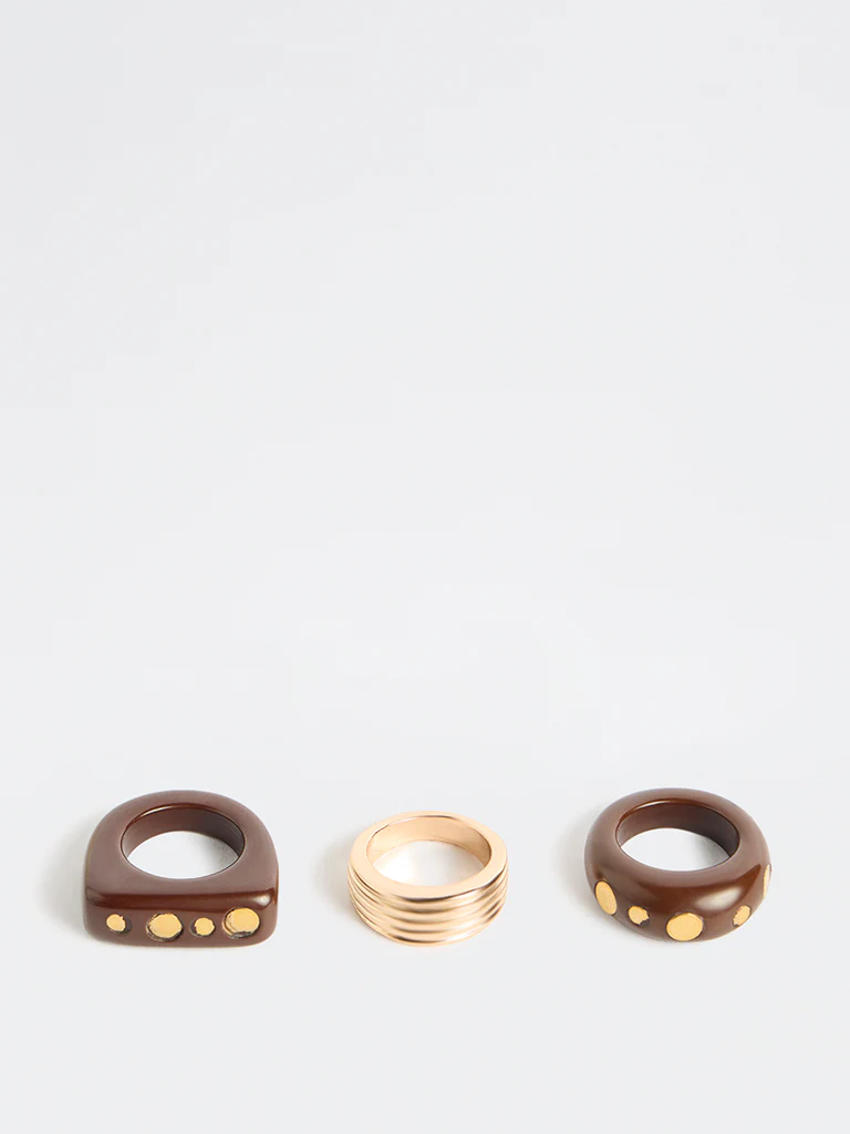 Westside Accessories Multicolour Resin and Metal Rings - Pack of 3 - Image 2