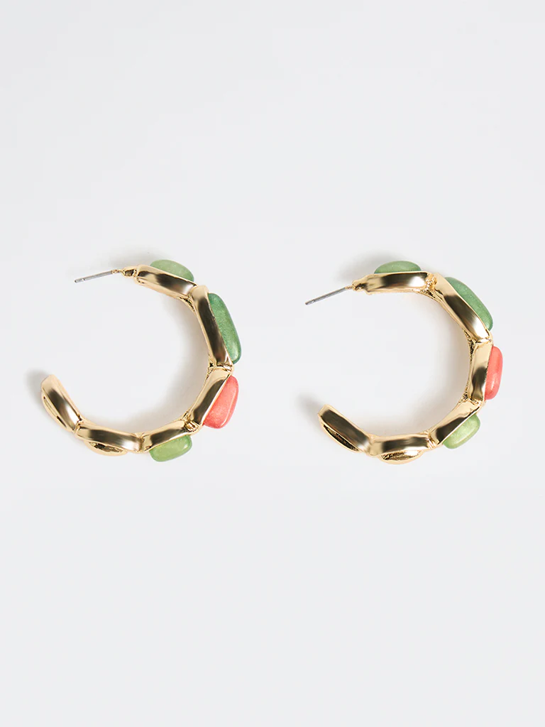 Westside Accessories Multicolour Resin Hoop Earrings - Image 2