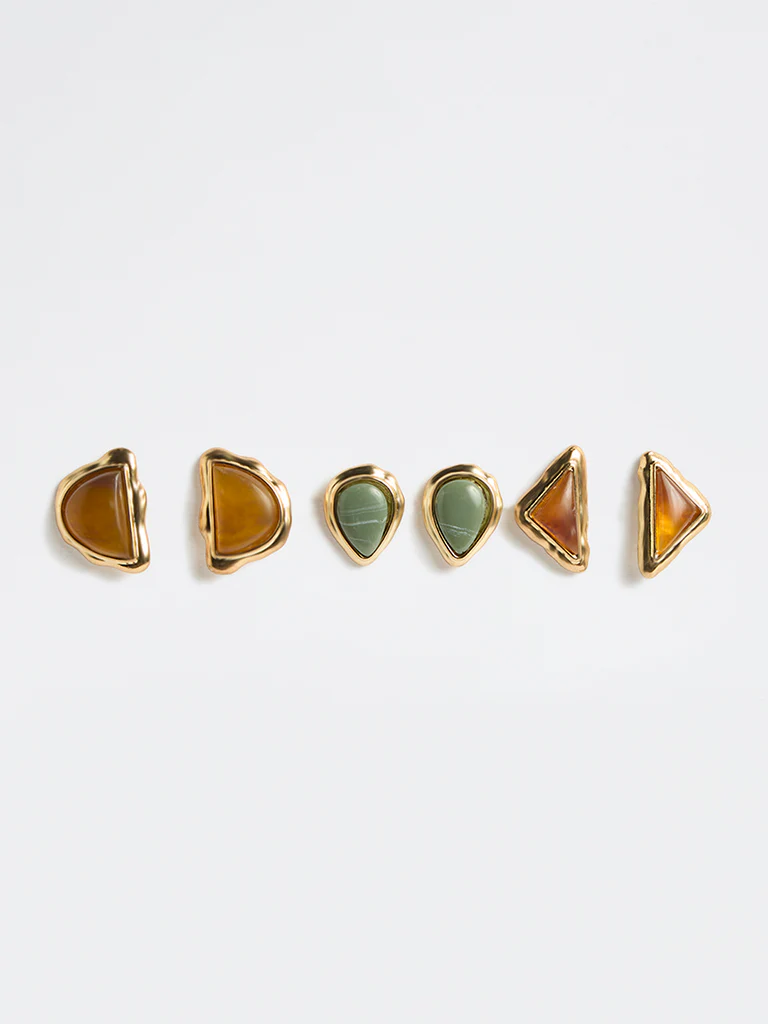 Westside Accessories Multicolour Resin Stud Earrings - Pack of 3