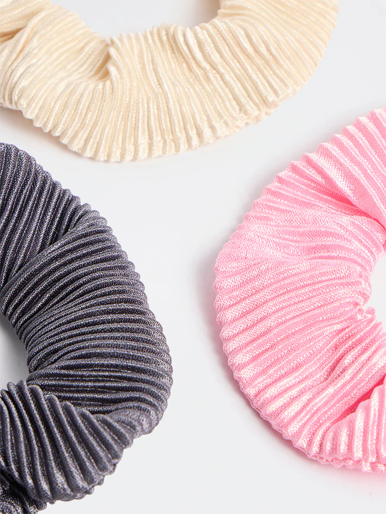Westside Accessories Multicolour Ruffled Scrunchies - Pack of 3 - Image 3
