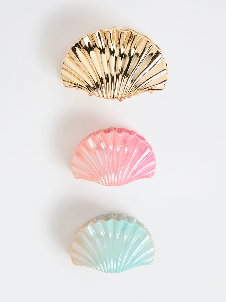Westside Accessories Multicolour Shell-Shaped Clips - Pack of 3
