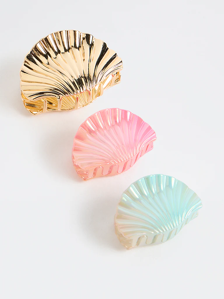 Westside Accessories Multicolour Shell-Shaped Clips - Pack of 3 - Image 2