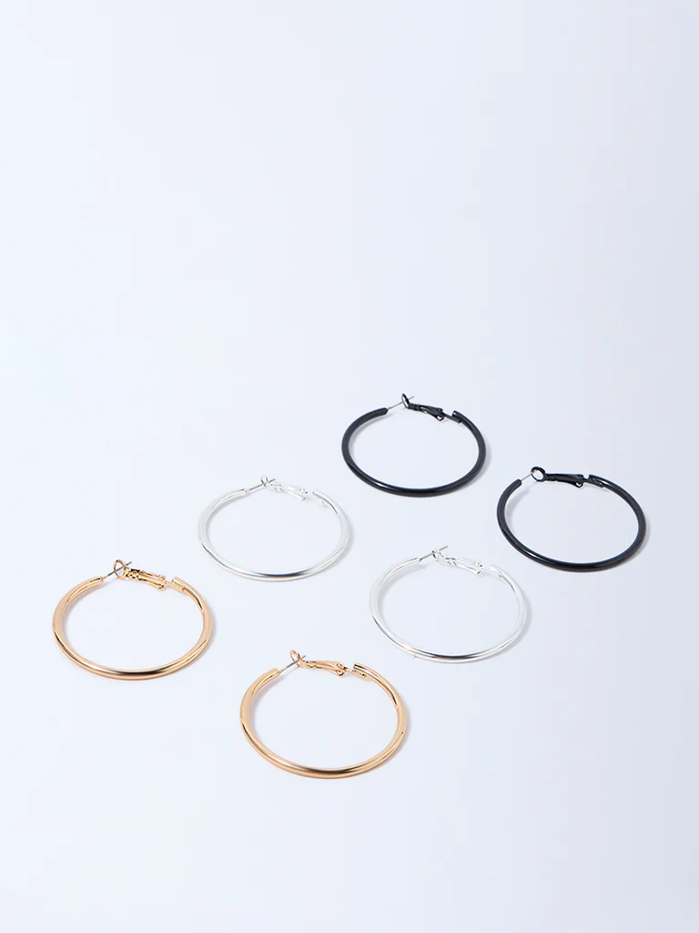 Westside Accessories Multicolour Solid Hoops - Pack of 3 - Image 2