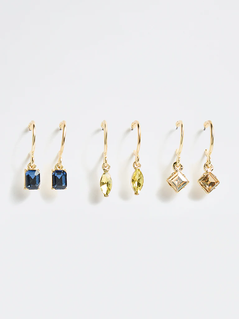 Westside Accessories Multicolour Stone Earrings - Pack of 3