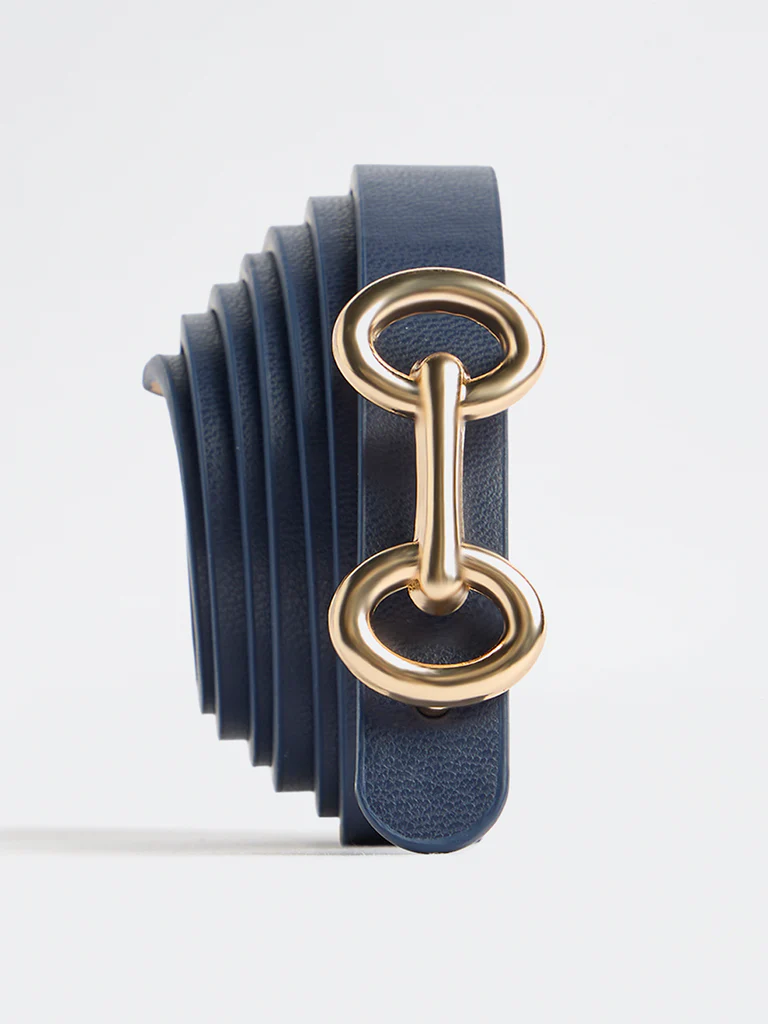 Westside Accessories Navy Saddle Buckle Belt