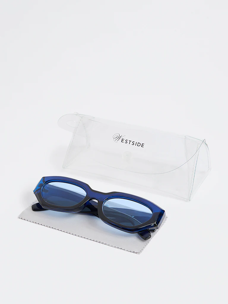 Westside Accessories Navy Transparent Sunglasses - Comes with a Pouch and Cleaning Cloth - Image 4