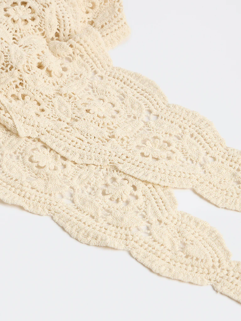 Westside Accessories Off-White Crochet Scarf - Image 2