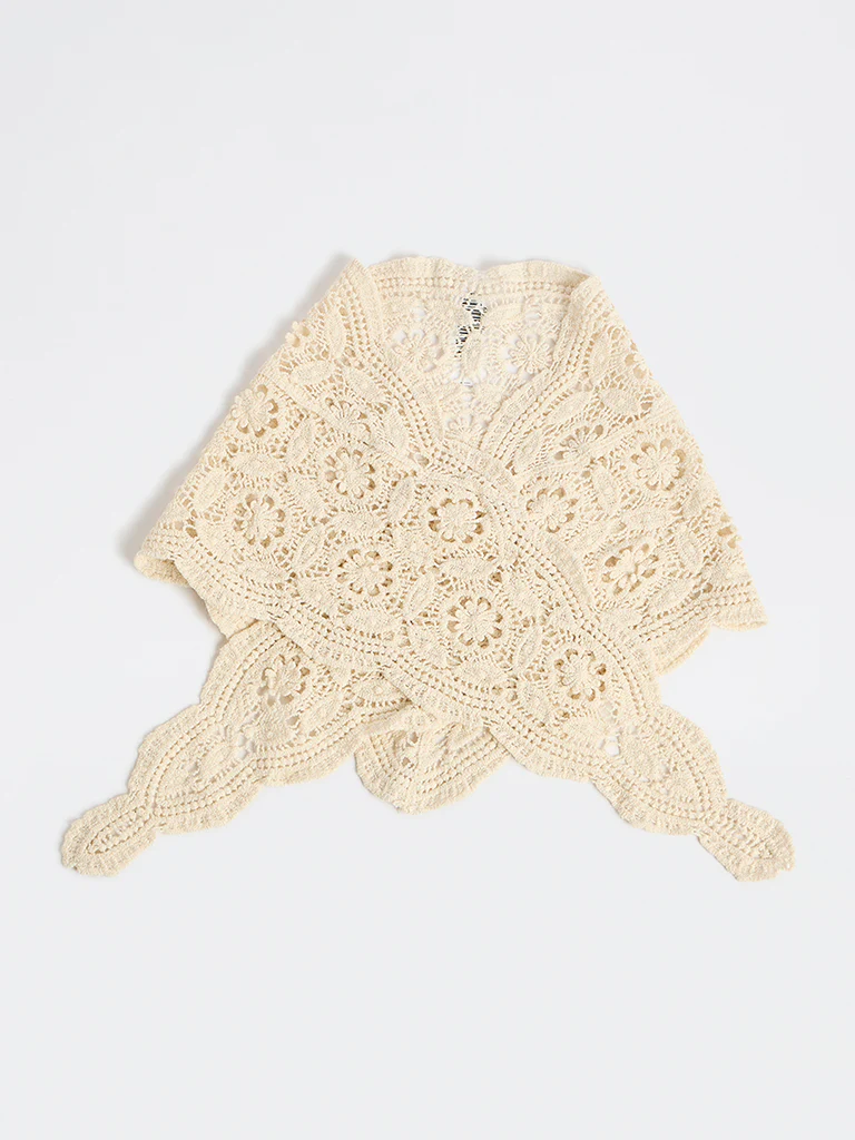 Westside Accessories Off-White Crochet Scarf - Image 3
