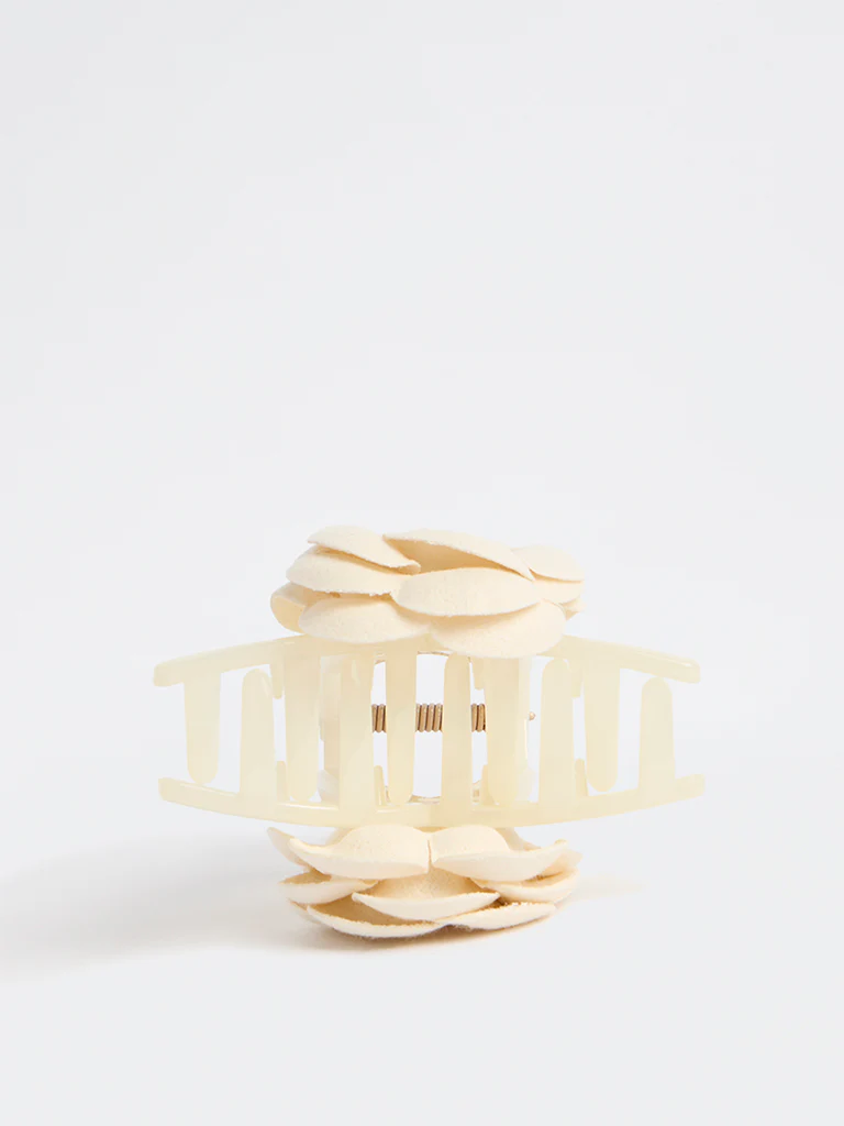 Westside Accessories Off-White Floral Claw Clip