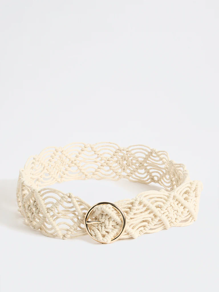 Westside Accessories Off-White Macrame Belt