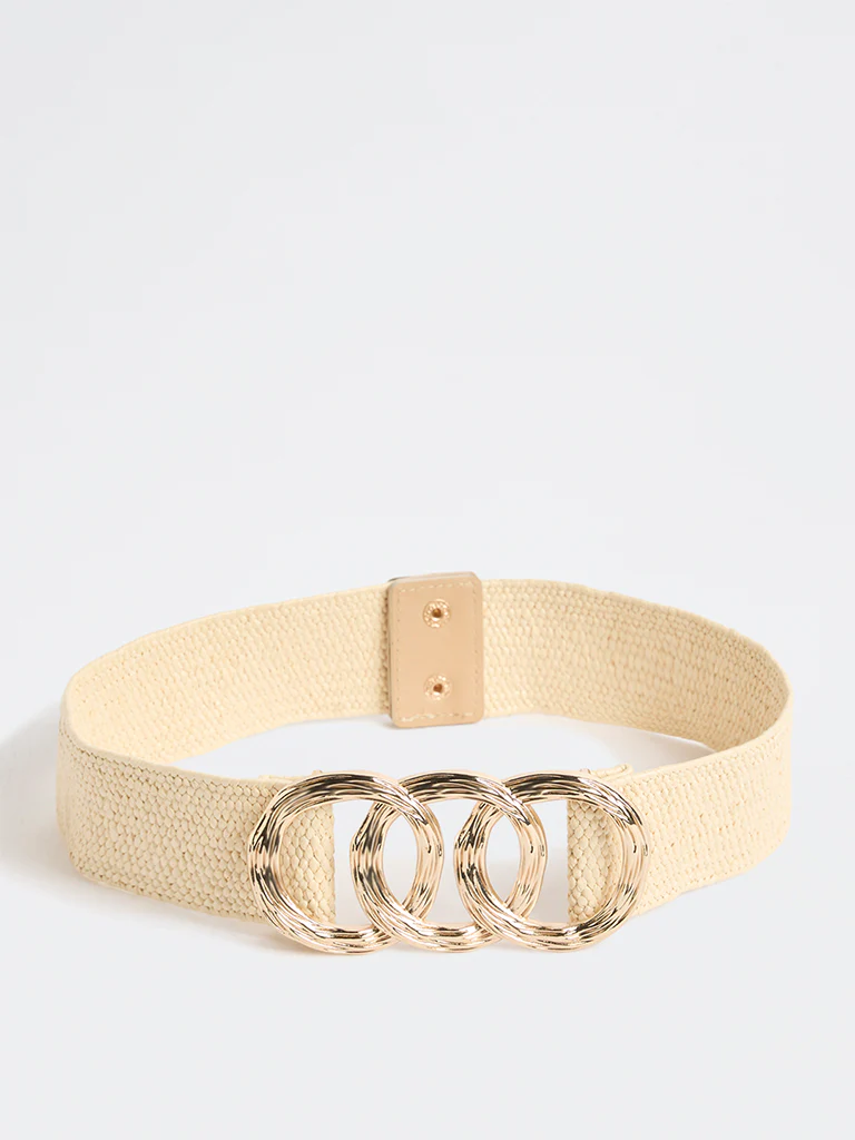 Westside Accessories Off-White Raffia Buckle Belt - Image 2