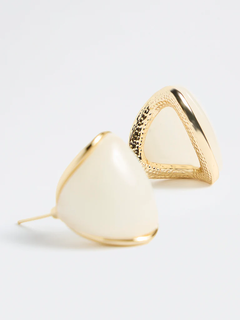 Westside Accessories Off-White Resin Hoop Earrings - Image 3