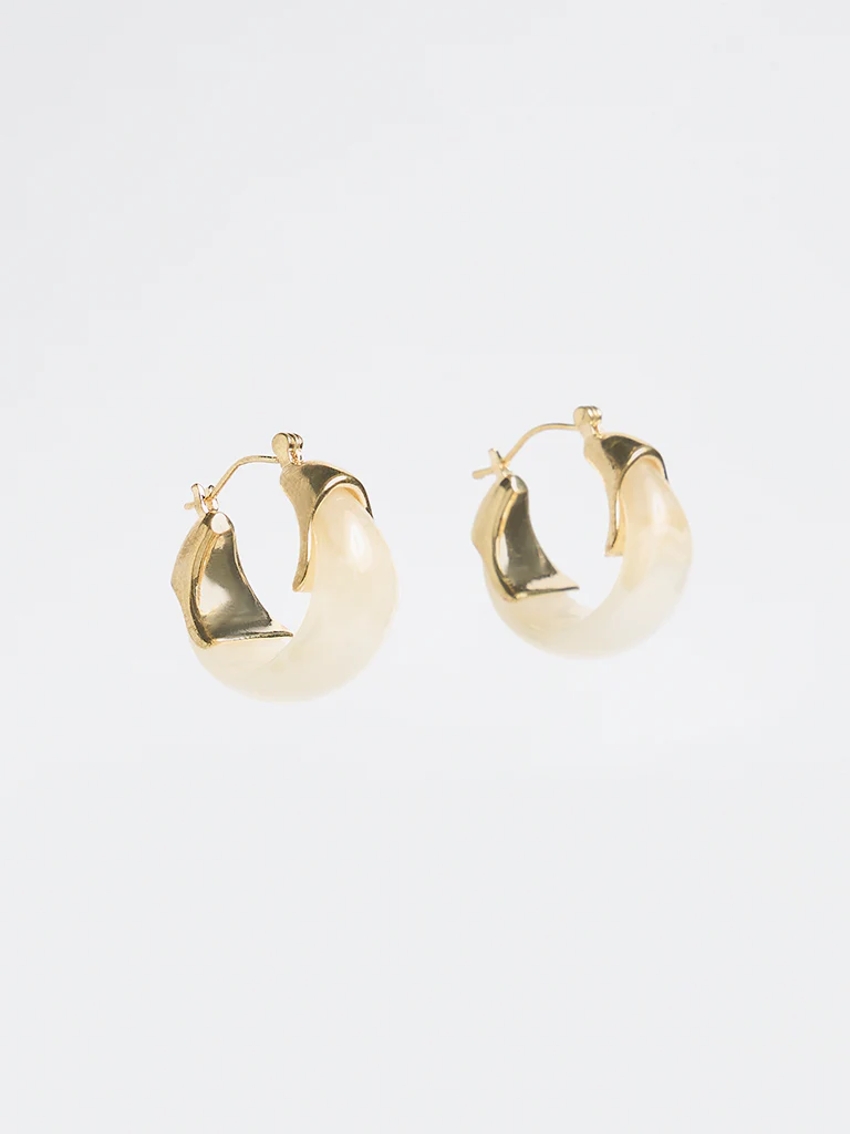 Westside Accessories Off-White Resin Hoop Earrings - Image 2