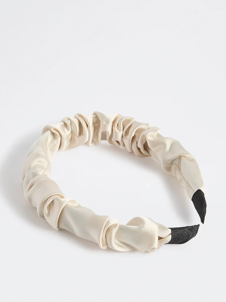 Westside Accessories Off-White Ruched Headband - Image 2