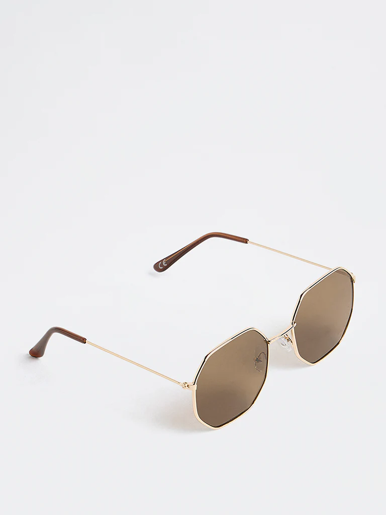 Westside Accessories Olive Geometric Sunglasses with Pouch - Image 2