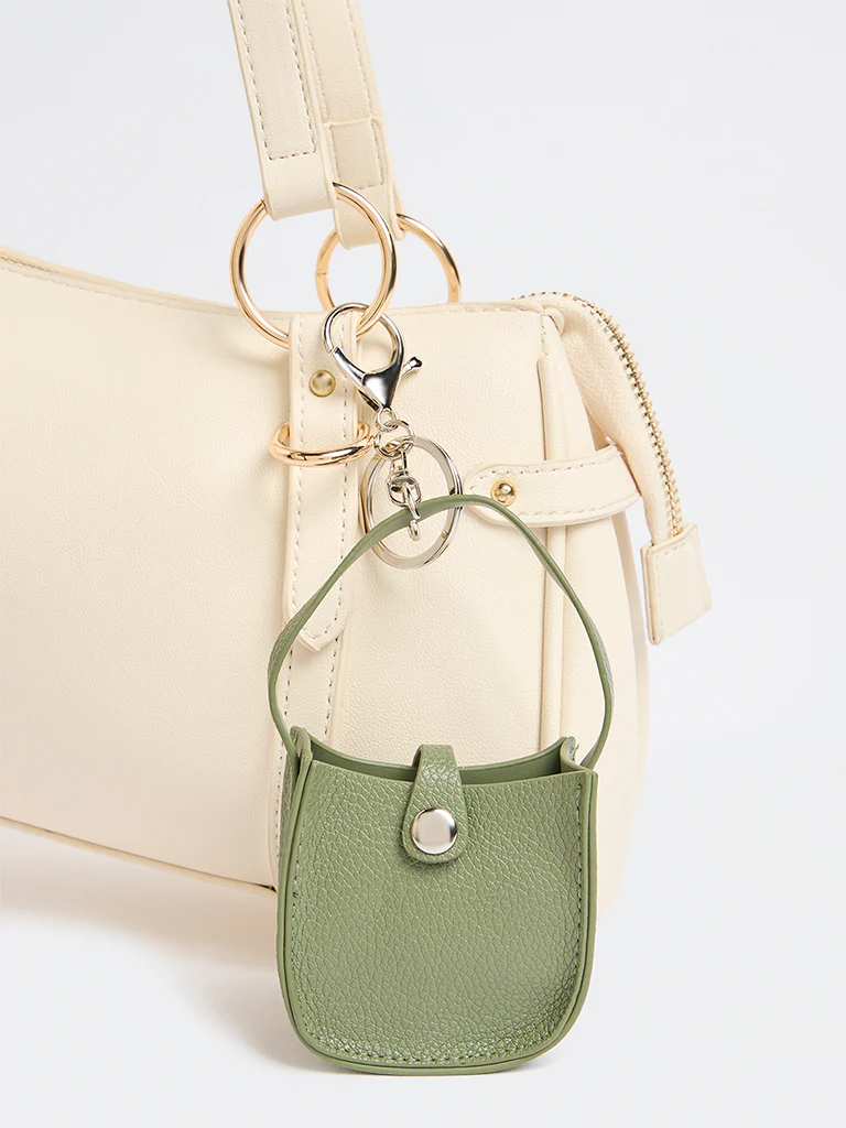 Westside Accessories Olive Textured Mini Bucket Bag Charm - Image 3