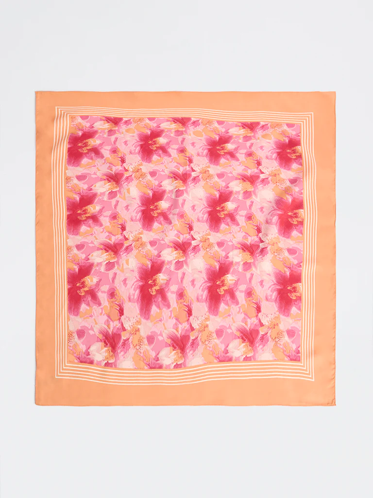 Westside Accessories Pink Floral Printed Scarf - Image 3