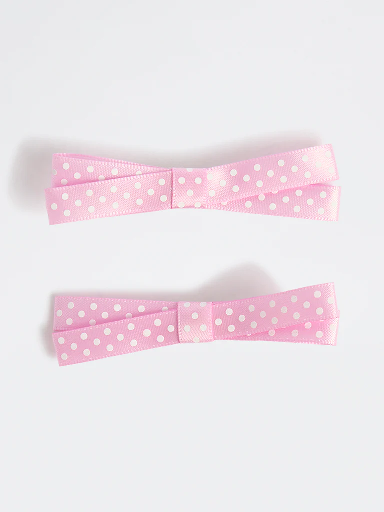 Westside Accessories Pink Polka Dot Bow Clips - Pack of 2