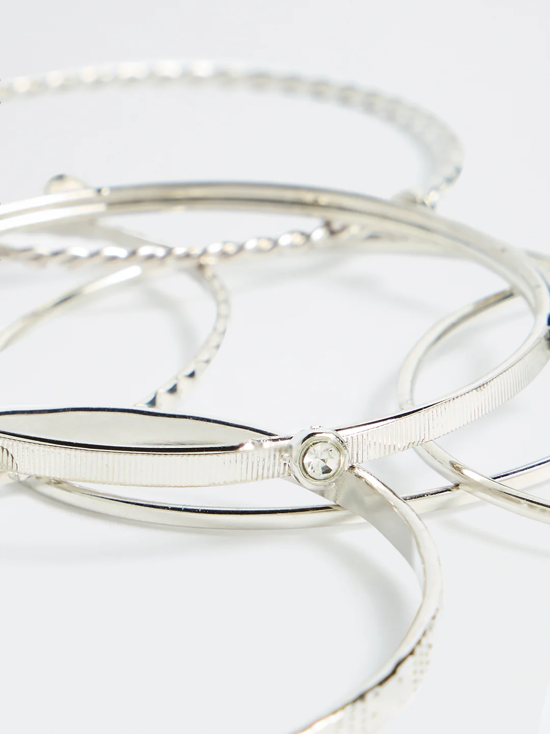 Westside Accessories Silver Fancy Stack Bangle - Pack of 11 - Image 3