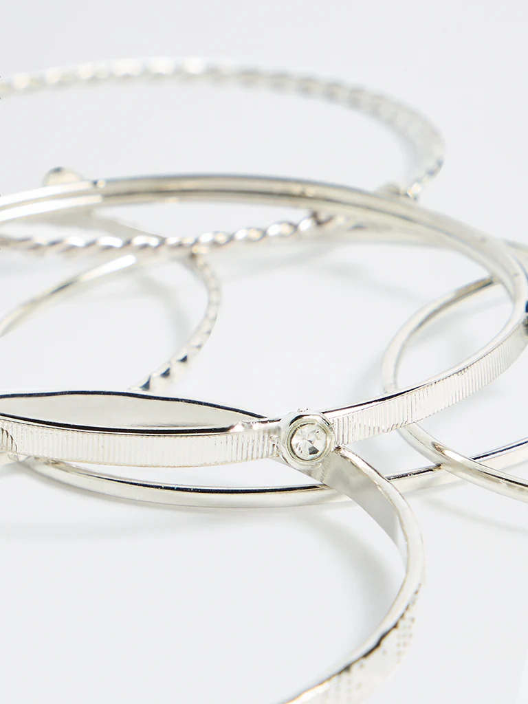 Westside Accessories Silver Fancy Stack Bangle - Pack of 11 - Image 3
