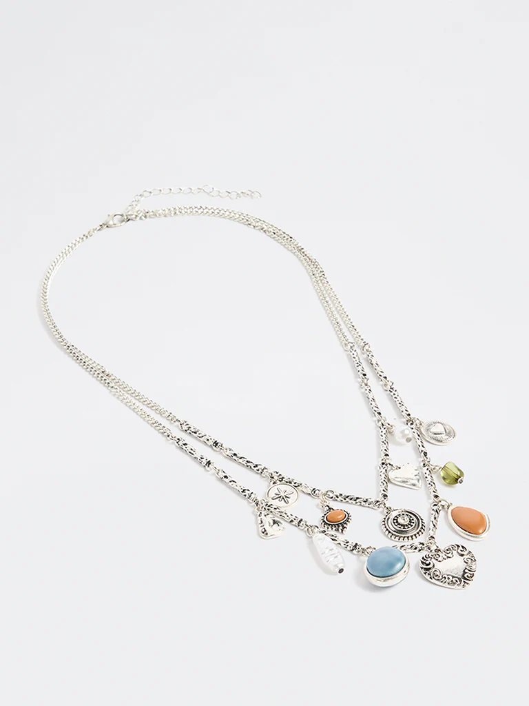 Westside Accessories Silver Multi Charm Layered Necklace - Image 2