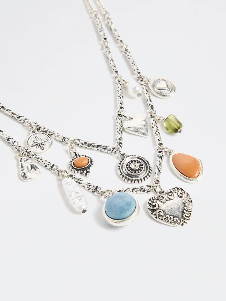 Westside Accessories Silver Multi Charm Layered Necklace - Image 3