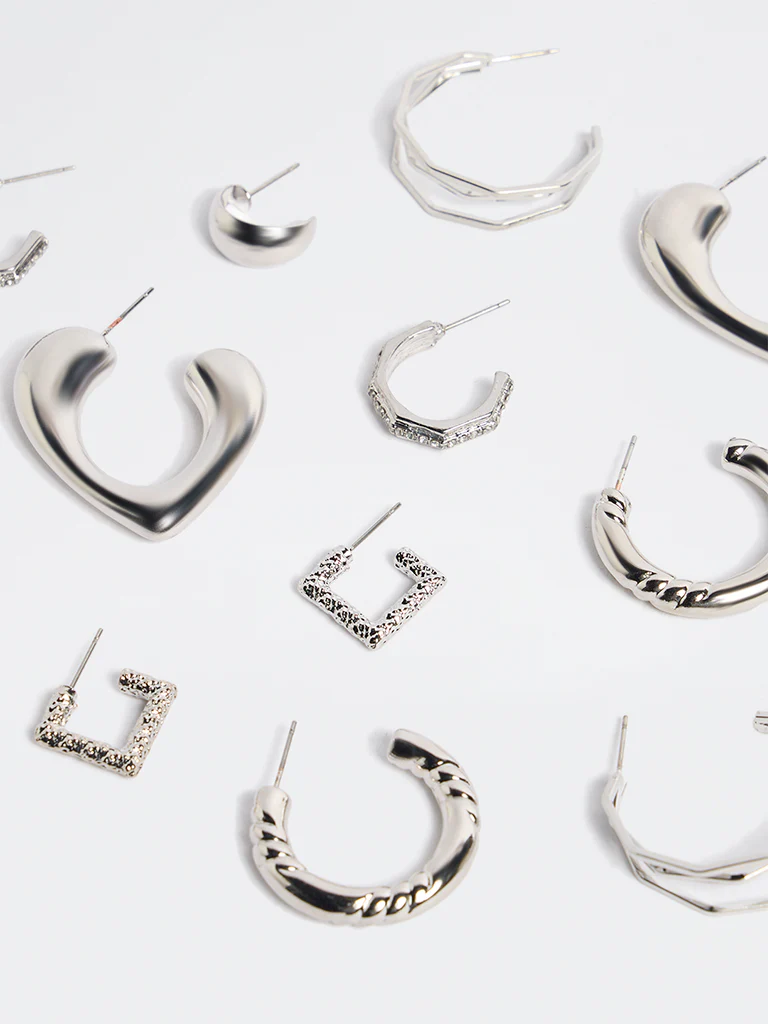 Westside Accessories Silver Multi-Hoop Earrings - Pack of 6 - Image 3
