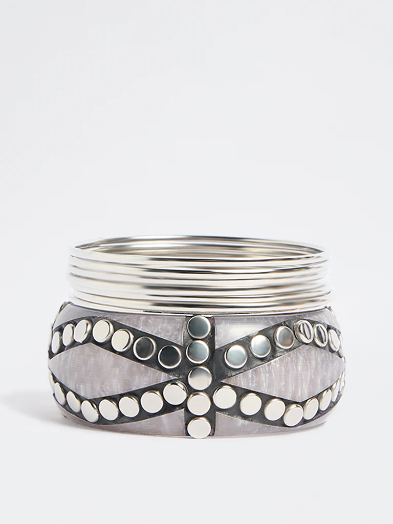 Westside Accessories Silver Resin Bangles - Pack of 8