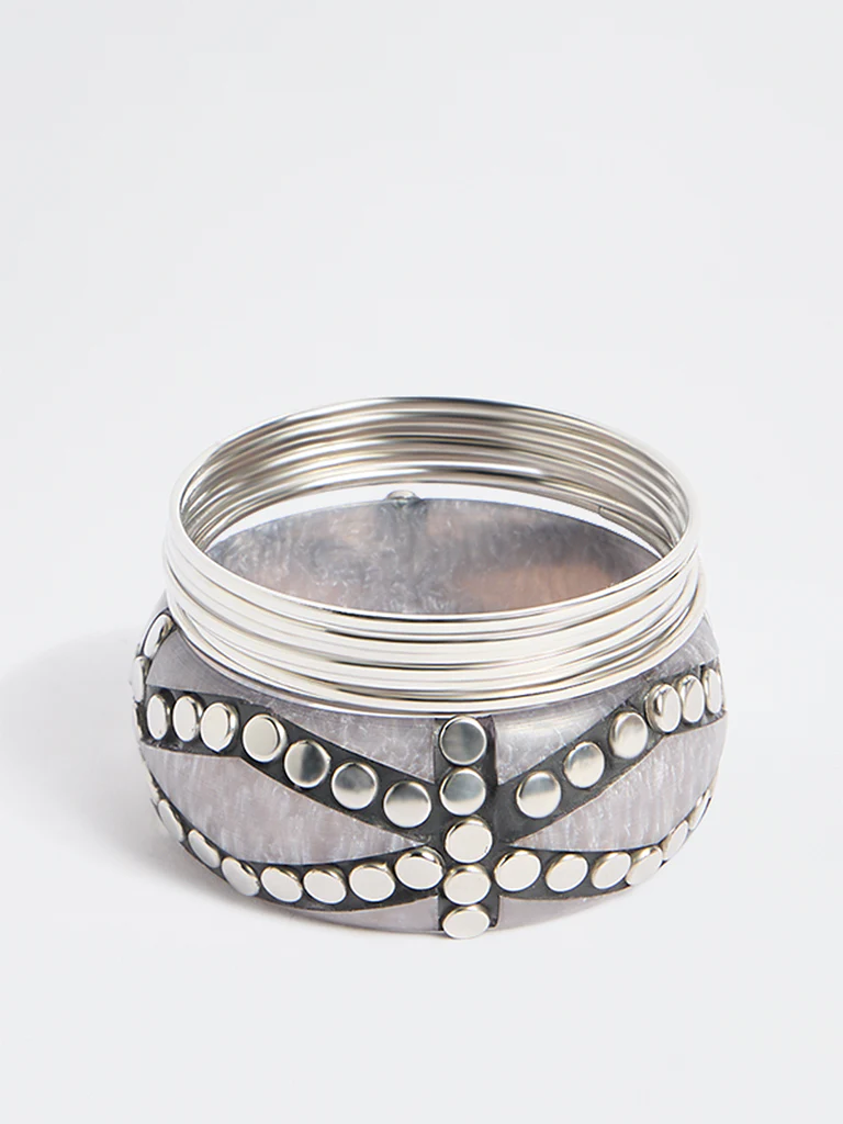 Westside Accessories Silver Resin Bangles - Pack of 8 - Image 2