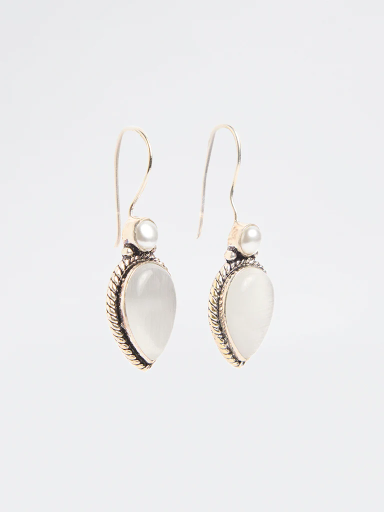 Westside Accessories Silver Stone Jhumki Earrings - Image 2