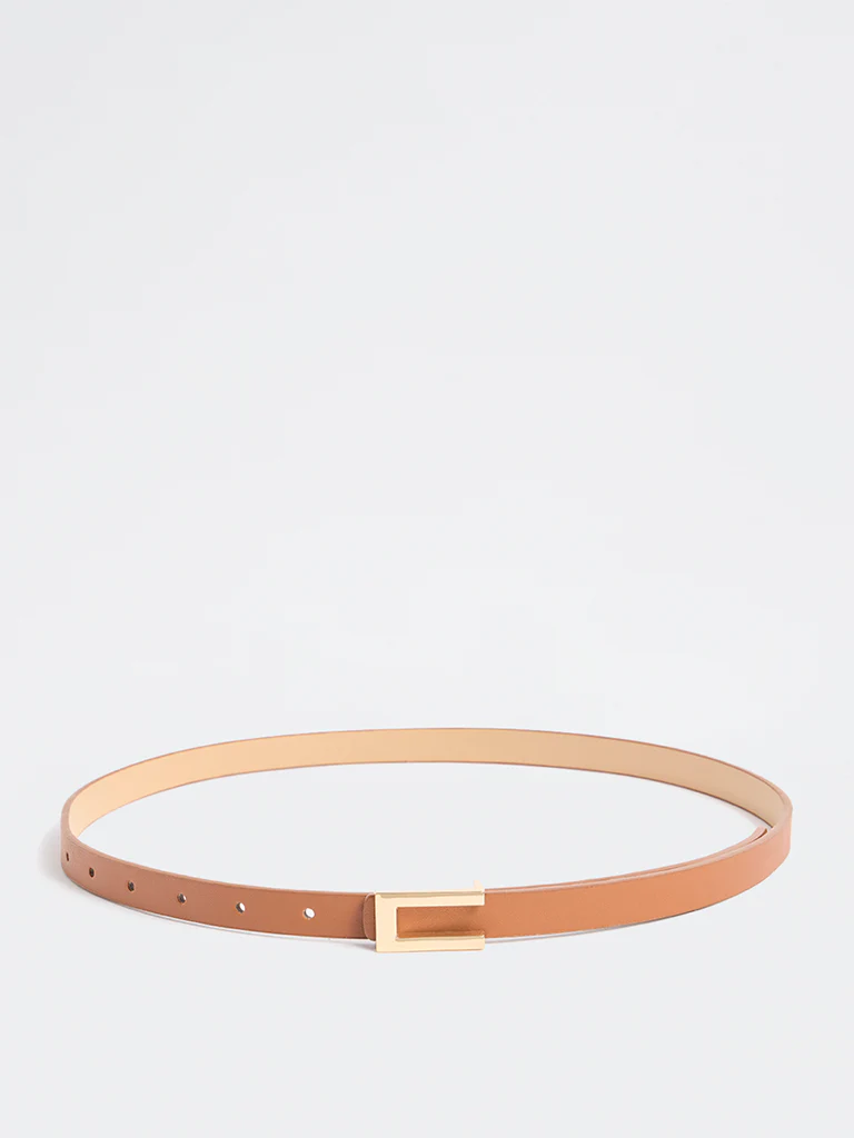 Westside Accessories Tan Buckled Belt - Image 2