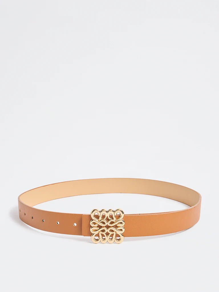 Westside Accessories Tan Patterned Buckle Belt - Image 2