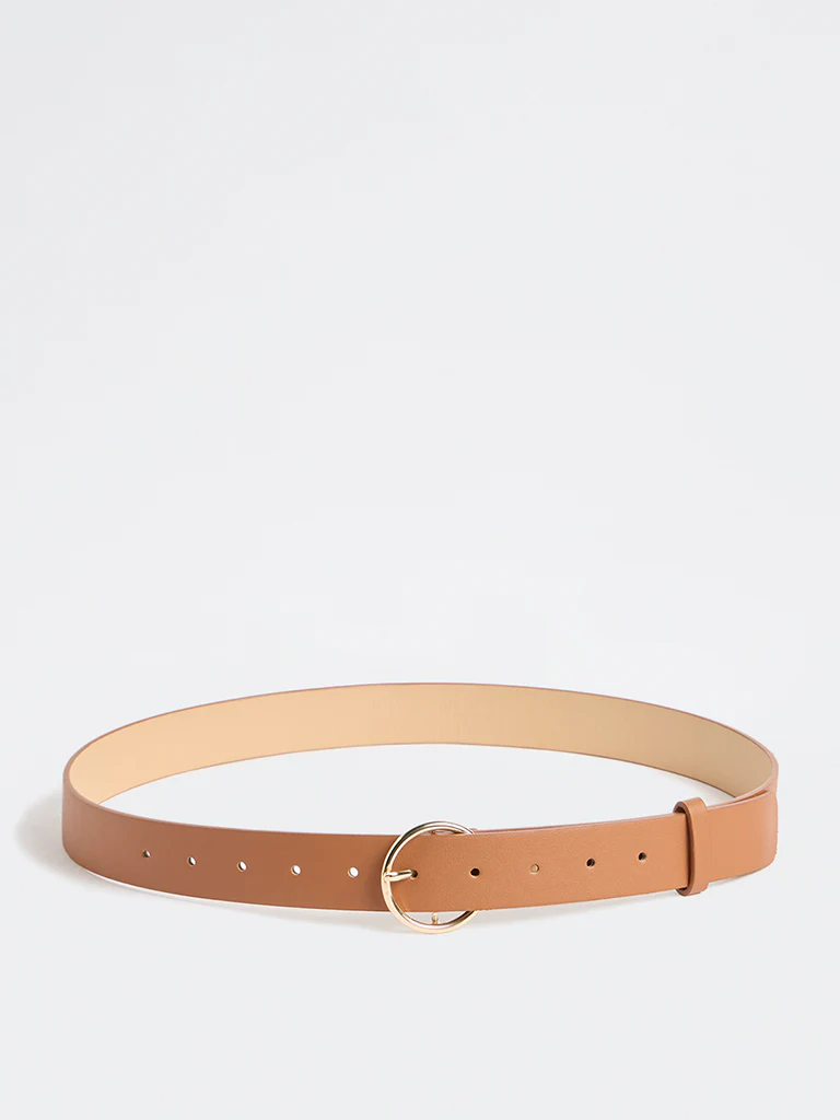 Westside Accessories Tan Round Buckle Belt - Image 2