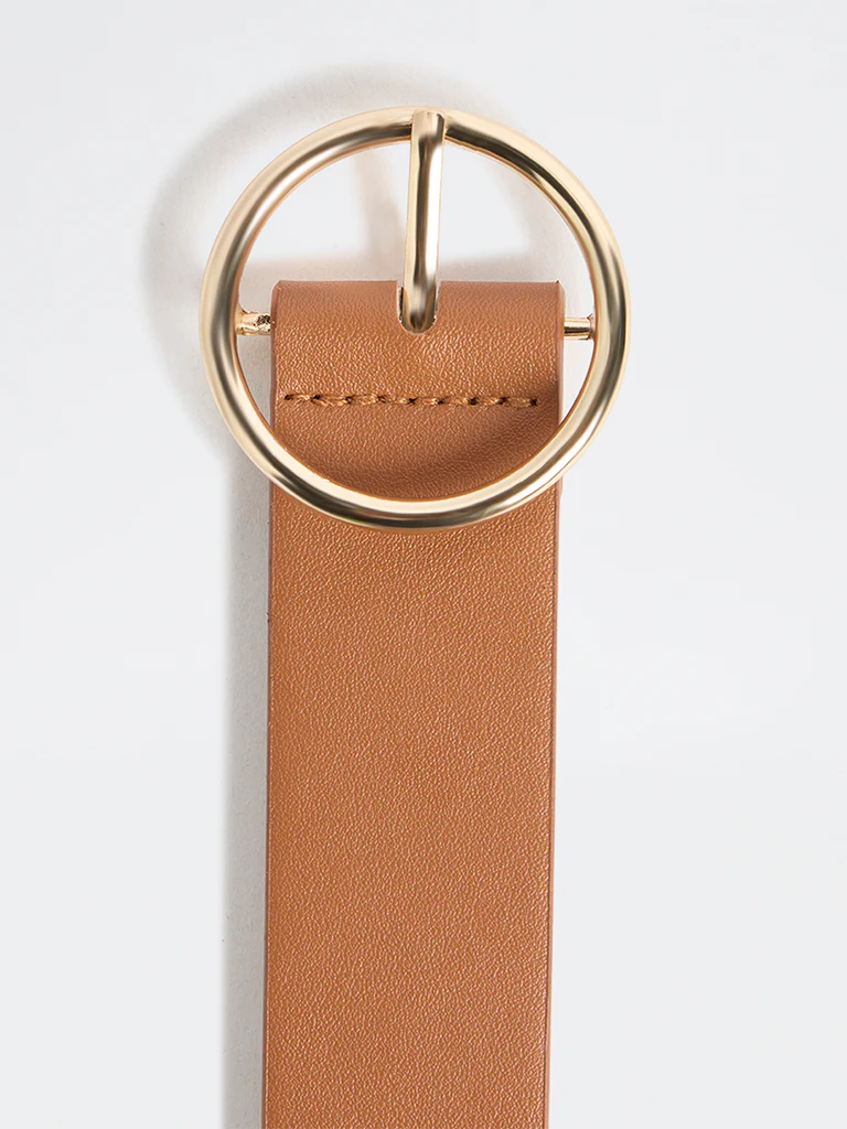Westside Accessories Tan Round Buckle Belt - Image 3
