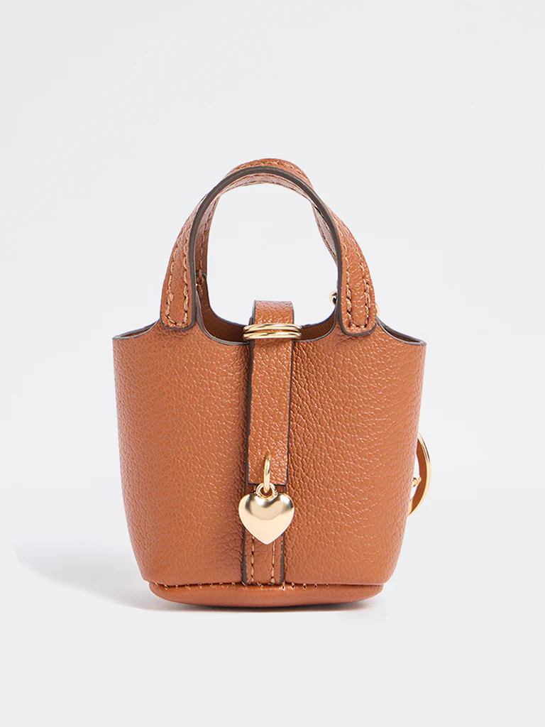 Westside Accessories Tan Textured Mini Bag Charm
