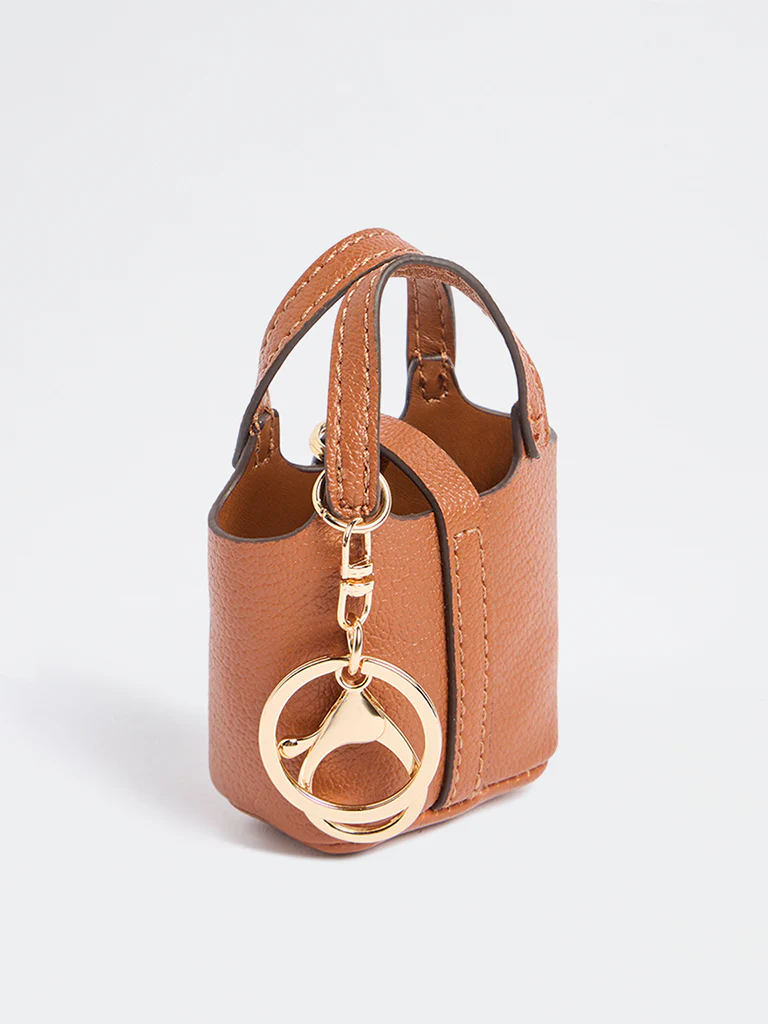 Westside Accessories Tan Textured Mini Bag Charm - Image 2