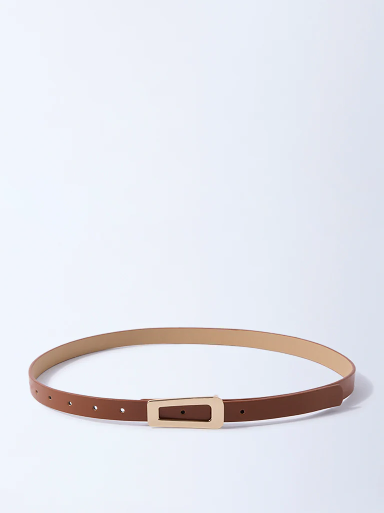 Westside Accessories Tan Triangle Buckle Belt