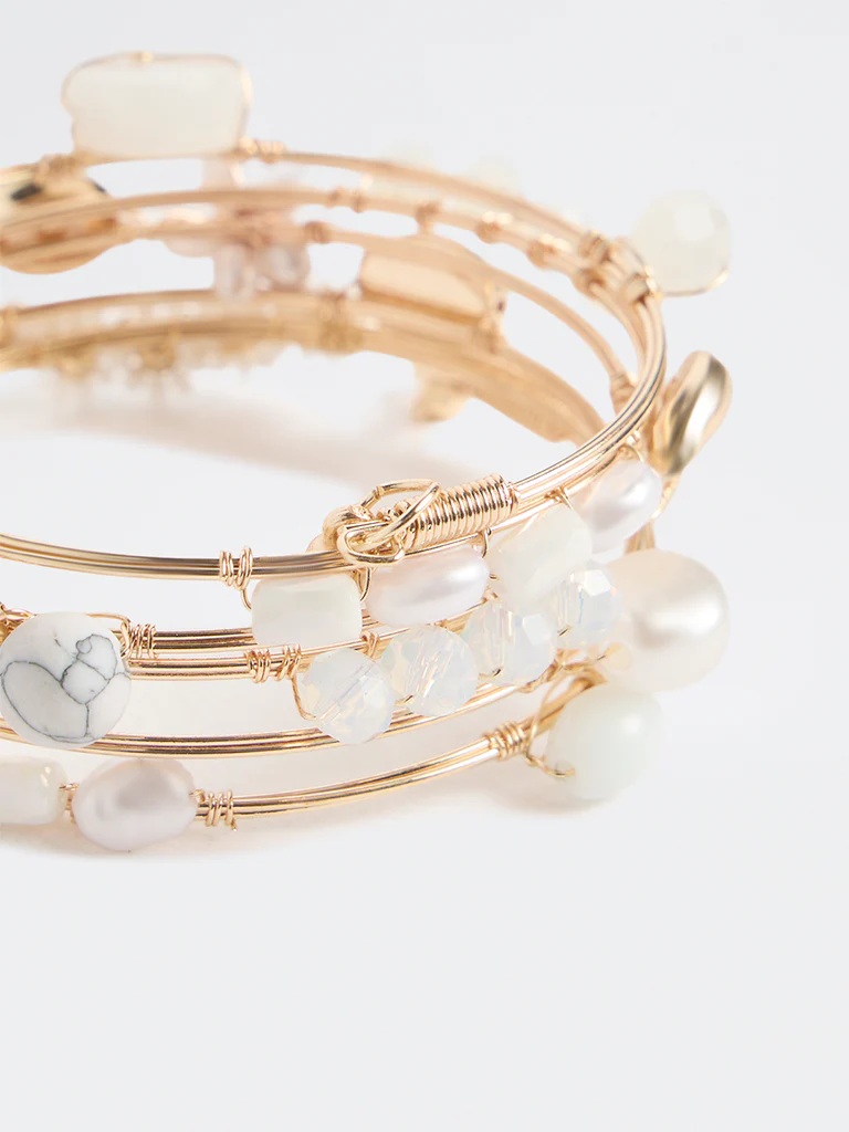 Westside Accessories White Beaded Coil Bracelet - Image 3