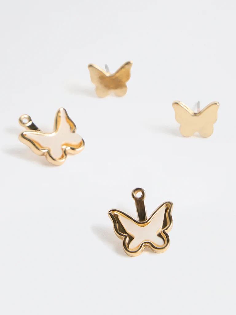 Westside Accessories White Butterfly Stud Earrings - Image 3
