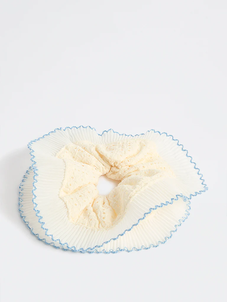 Westside Accessories White Eyelet Design Scrunchie - Image 2